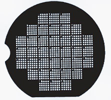 EM-Tec finder TEM support grids, 400 mesh-F4, corner of each 5x5 squares identified with letters A-Z-A-K